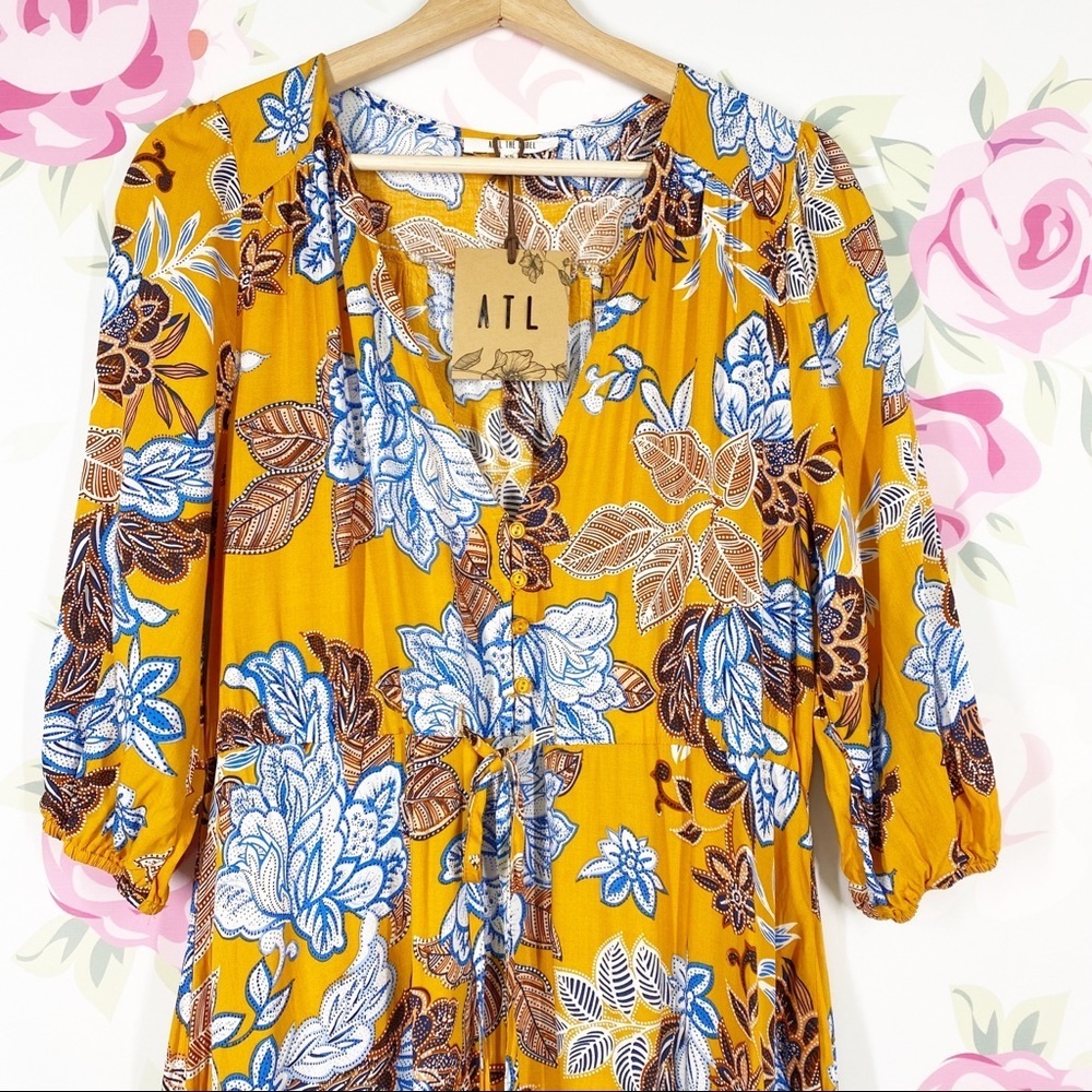 NEW Abel The Label Mango Magic Yellow Floral Boho Maxi Dress XS - Picture 2 of 14